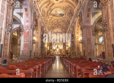 Interior of Santiago Metropolitan Cathedral - Santiago, Chile Stock Photo