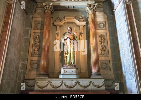 Saint James Apostle statue at Santiago Metropolitan Cathedral, patron of Santiago city - Santiago, Chile Stock Photo