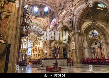 Interior of Santiago Metropolitan Cathedral - Santiago, Chile Stock Photo