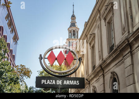 Plaza de Armas Metro Sign - Santiago, Chile Stock Photo