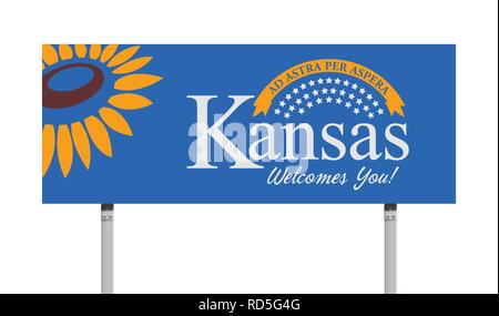 Vector illustration of the Welcome to Kansas sign Stock Vector