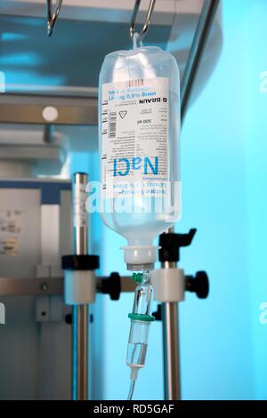 Infusion bottle, intensive care unit, hospital Stock Photo