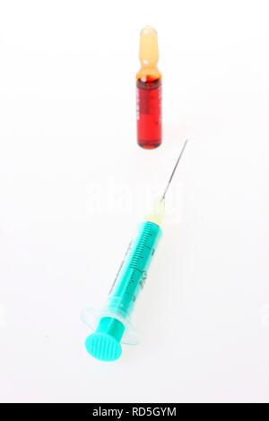 Disposable syringe, needle, vial Stock Photo