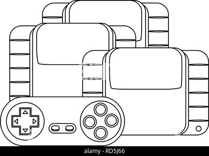 video games controller and diskettes vector illustration Stock Vector