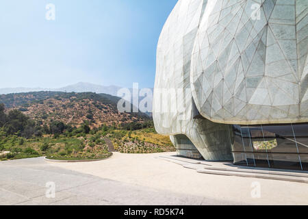 Bahai House of Worship Temple and Andes Mountains - Santiago, Chile Stock Photo