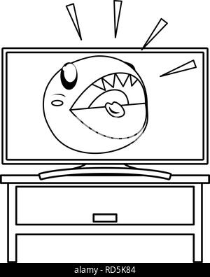 video games tv monster on table furniture vector illustration Stock Vector