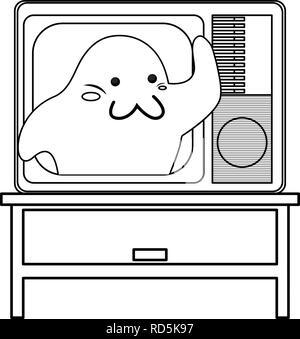 video games monster on table furniture vector illustration Stock Vector
