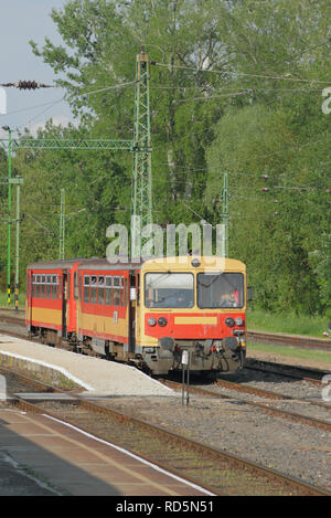 Two-carriage suburban electric train. Kestkhey, Hungary Stock Photo