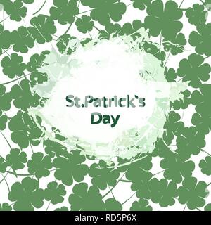 Vector Illustration of a St. Patrick's Day Background. Seamless pattern with clover leaves. Stock Vector