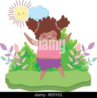 Little chubby girl in the landscape Stock Vector