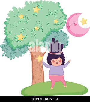 Little chubby girl in the landscape Stock Vector