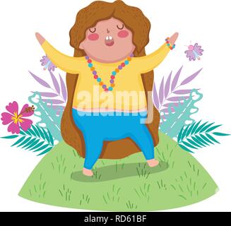 Little chubby girl in the landscape Stock Vector