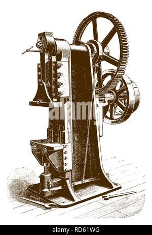 Historic pressing machine (after an engraving or etching from the 19th century) Stock Vector