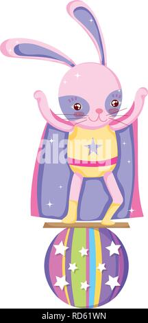 cute circus rabbit with layer in balloon Stock Vector