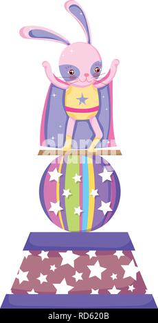 cute circus rabbit with layer in stage Stock Vector