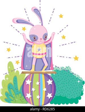 cute circus rabbit with layer in balloon Stock Vector