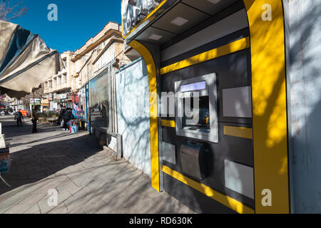 Bank ATM automated financial machine, West Azerbaijan province, Urmia, Iran Stock Photo