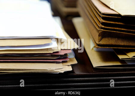 Files and Folders on Desk Work Busy Information working Stock Photo