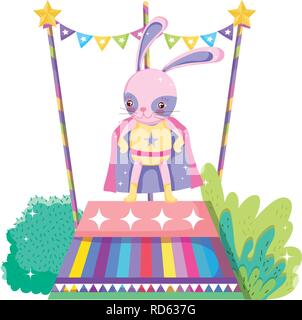 cute circus rabbit with layer in stage Stock Vector