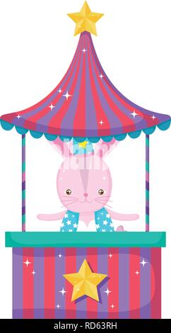 cute circus rabbit with layer and kiosk Stock Vector