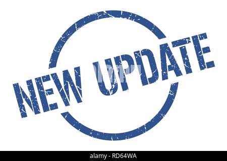 new update blue round stamp Stock Vector