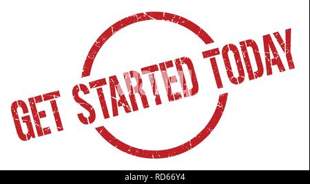 get started today red round stamp Stock Vector