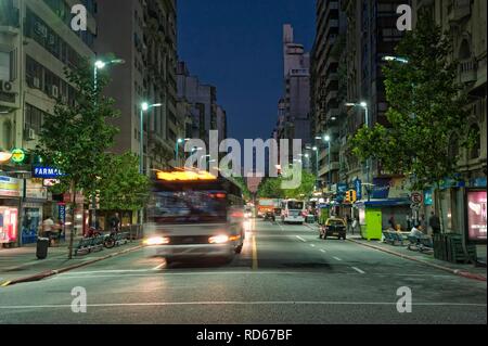 Montevideo traffic at night, Uruguay, South America Stock Photo