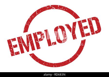 employed red round stamp Stock Vector