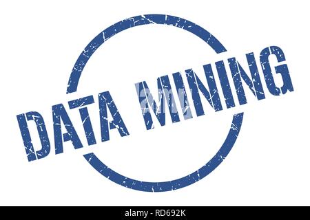 data mining blue round stamp Stock Vector