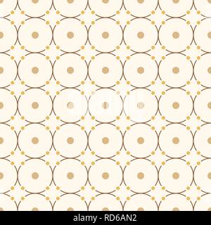 Abstract seamless minimalistic pattern. Repeating ornament of circles with big and small dots. Modern stylish texture. Contemporary graphic design. Stock Vector