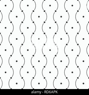 Vector seamless minimalistic pattern of curved lines with dots in nodes ...
