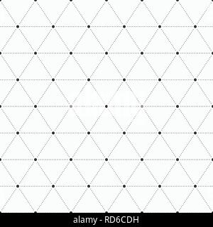 Vector seamless pattern. Geometric background with dotted triangles. Dots connected with dotted lines. Modern stylish texture. Stock Vector