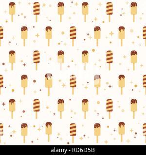 Ice cream seamless pattern. Sweet dessert background. Flat style. Vector illustration. Stock Vector