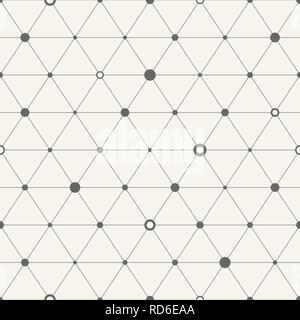 Vector seamless pattern. Geometric background with triangles. Dots connected with lines. Circles on the corners of triangles. Modern stylish texture.  Stock Vector