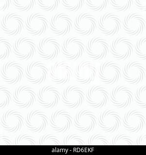 Abstract geometric round shapes pattern. Spiral elements. Concentric swirling shapes with lines rotating inwards. White and gray geometric texture. Stock Vector