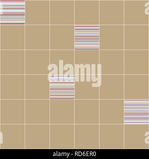 Seamless vector pattern. Ceramic tiles. Squares with colored stripes. Background for bathroom or kitchen. Stock Vector