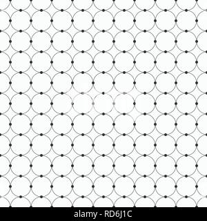 Abstract seamless pattern. Circles connected with dots. Monochrome retro texture. Modern stylish texture. Repeating vector background. Stock Vector