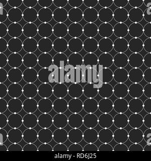 Abstract seamless pattern. Circles connected with dots. Monochrome retro texture. Modern stylish texture. Repeating vector background. Stock Vector