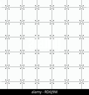 Vector seamless pattern. Repeating geometric background with squares and dots. Circles in nodes. Geometry pattern grid. Modern stylish texture. Stock Vector