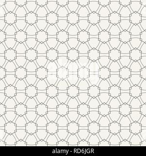 Ornamental seamless pattern with overlapping rounded triangles and hexagons. Vector monochrome geometric background. Stock Vector