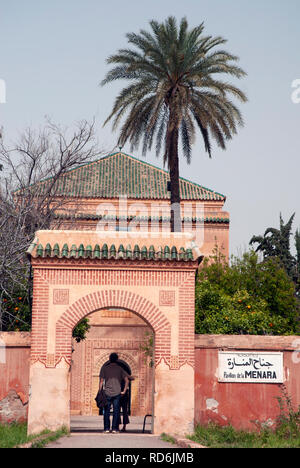 Les Jardin De La Menara or Menara Gardens, Marrakech, Morocco Stock Photo