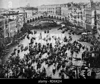 One of the first autotype prints, view of Venice, historic photograph, 1884, Italy, Europe Stock Photo