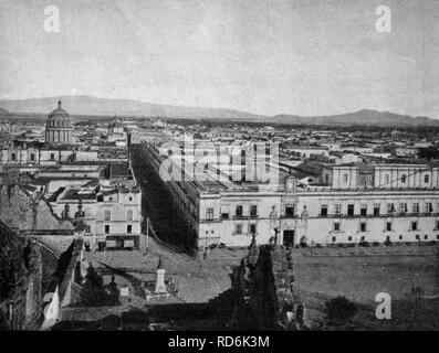 One of the first autotypes of Mexico City, historical photograph, 1884 Stock Photo