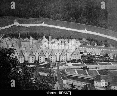 Early autotype of the Grande Chartreuse monastery, Grenoble, Rhône-Alpes, France, historical picture, 1884 Stock Photo