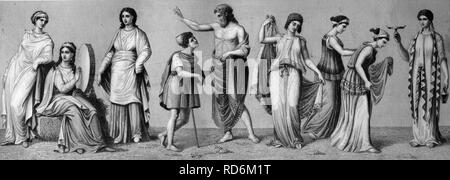 Ancient Greek costumes: various garments of splendor, combined chitons ...