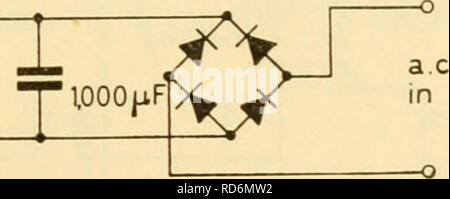 . Electronic apparatus for biological research. Electronic apparatus and appliances; Biology -- Research. Figure 37.17 use of valves having heaters of special construction aimed at minimizing magnetic field production, such as the Mullard EF86, Osram Z729, etc. In the highest class of amplifier it may be safer to excite the heaters of low-level stages from direct current, and if the apparatus is direct coupled, a stabilized heater supply may be advisable as well. The simplest d.c. heater supply which also is fairly stable is the lead-acid accumulator, but the cells should be large—i.e. a 6 V c Stock Photo