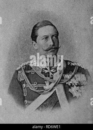 Wilhelm II, 1859 - 1941, German Emperor, King of Prussia, woodcut from 1880 Stock Photo