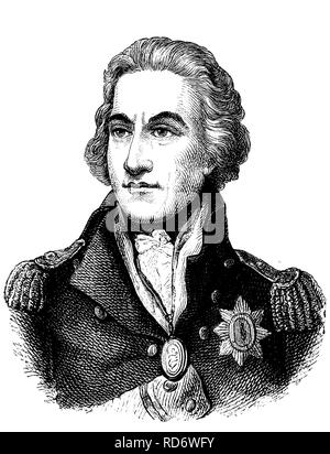 Horatio Nelson, 1st Viscount Nelson, 1758 - 1805, British Admiral, woodcut from 1880 Stock Photo