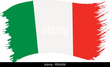 Vector illustration of brushstroke painted national flag of Italy isolated on white background Stock Vector