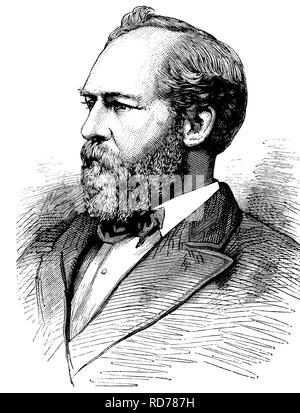 James Garfield, 1831-1881, 20th President of the United States, historical illustration, circa 1886 Stock Photo